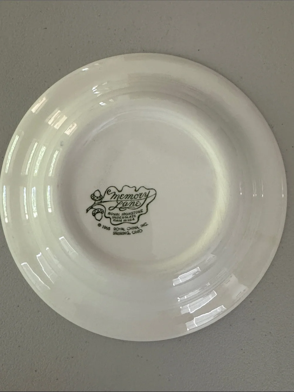 Set of three 1965 Royal Ironstone Memory Lane pattern by Royal China made in USA